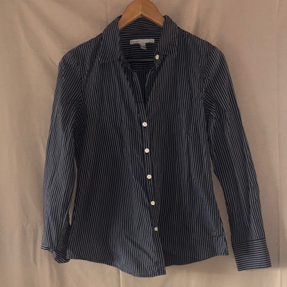 Old Navy Navy and White Striped Shirt